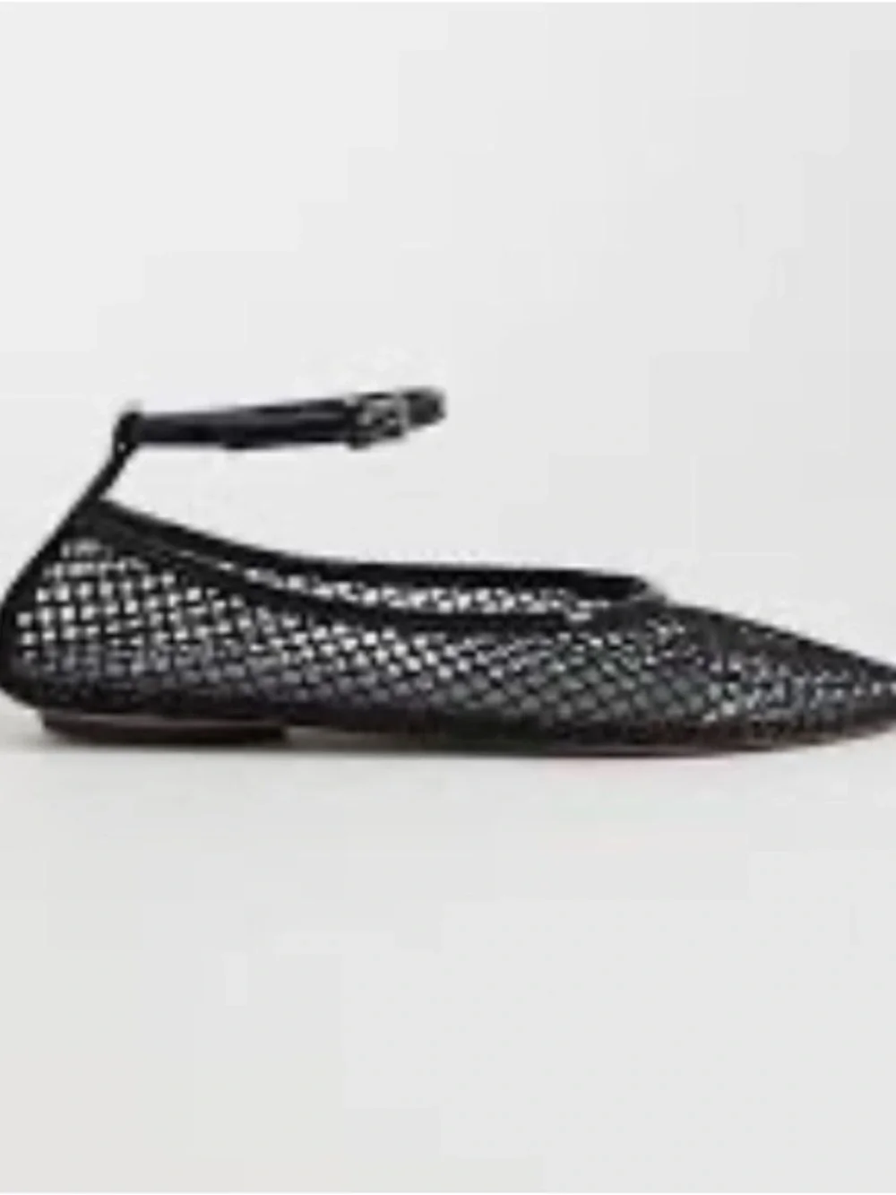 Mango Black Mesh Ballet Flats w/removable ankle Strap - Picture 1 of 7